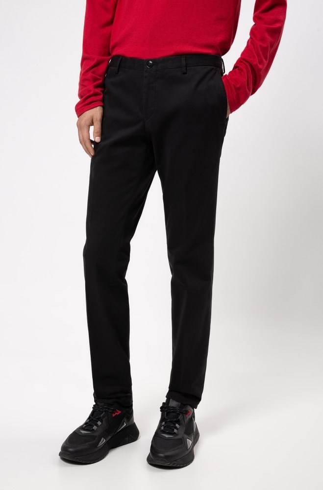 Hugo Boss Slim-fit trousers Svarte | HGdITZNI