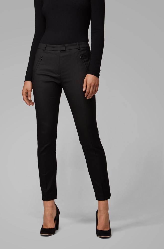 Hugo Boss Slim-fit trousers Svarte | MKQpkVrW