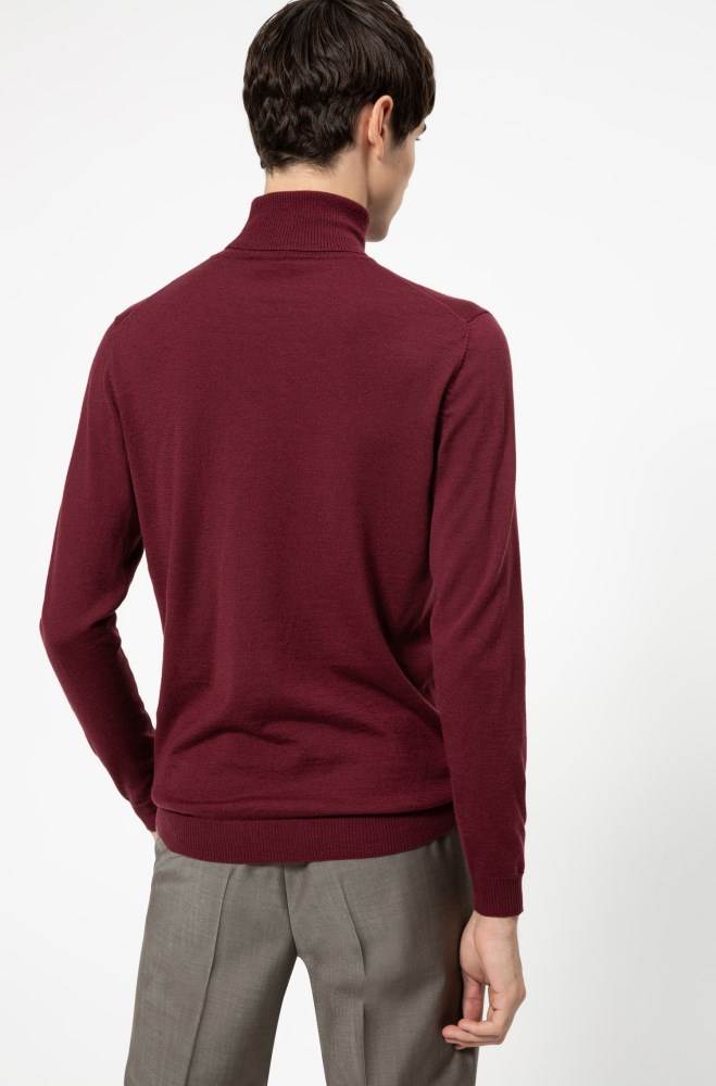 Hugo Boss Slim-fit turtleneck sweater Mørke Rød | RSANPsk8