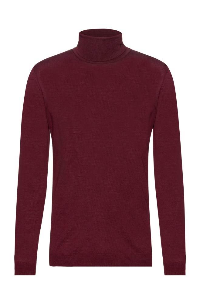 Hugo Boss Slim-fit turtleneck sweater Mørke Rød | RSANPsk8