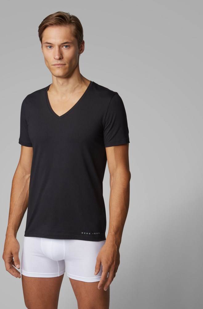 Hugo Boss Slim-fit underwear T-shirt Svarte | 7zOL7UWJ