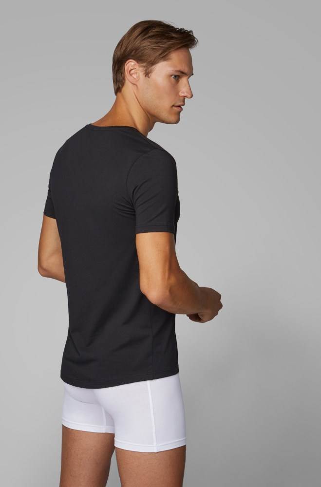 Hugo Boss Slim-fit underwear T-shirt Svarte | 7zOL7UWJ