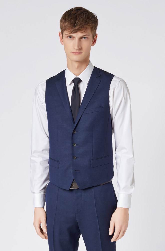 Hugo Boss Slim-fit waistcoat Lyse Blå | zHEVcYiQ