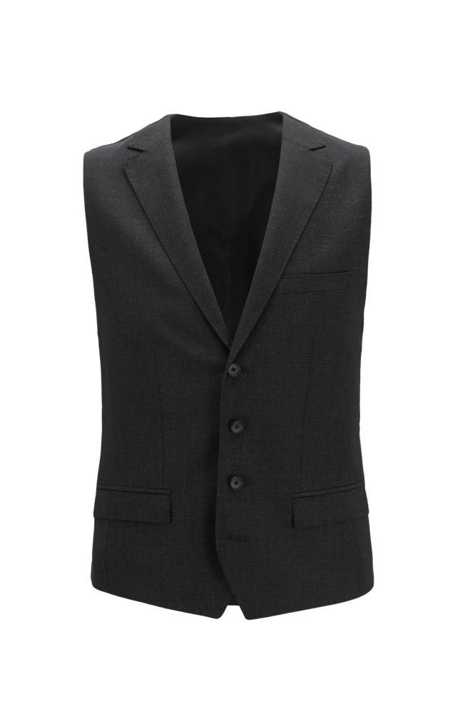 Hugo Boss Slim-fit waistcoat Svarte | 5RzYKmI4