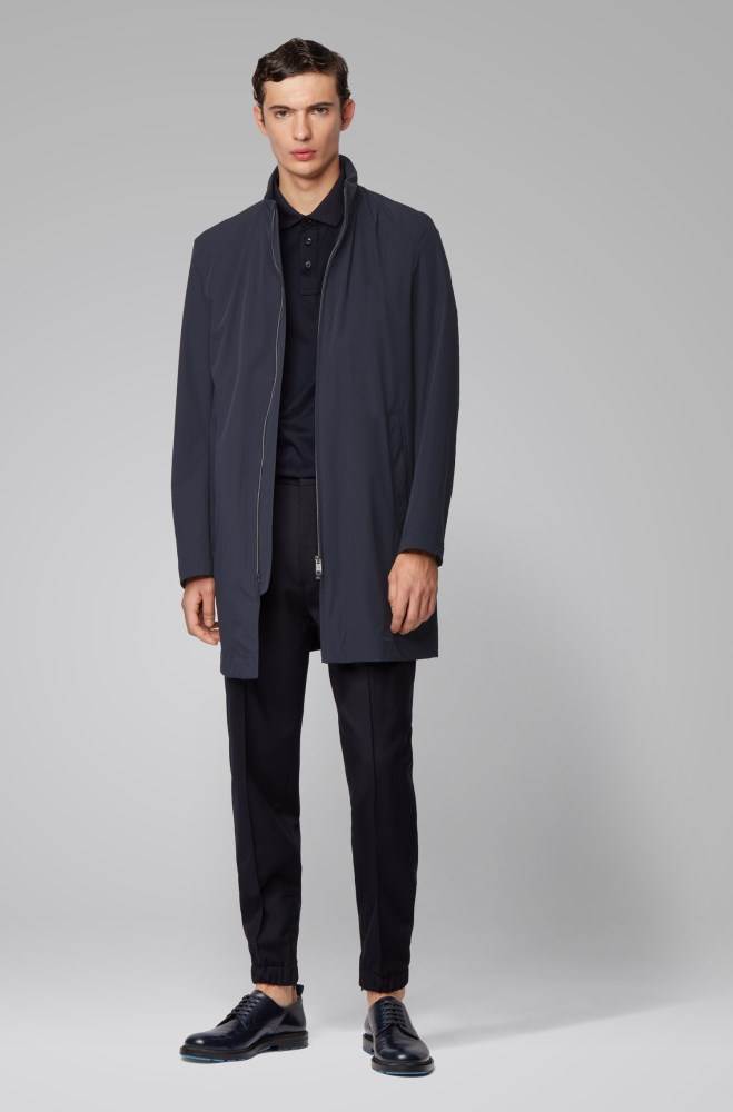 Hugo Boss Slim-fit water-repellent coat Mørke Blå | OxFvwL1M