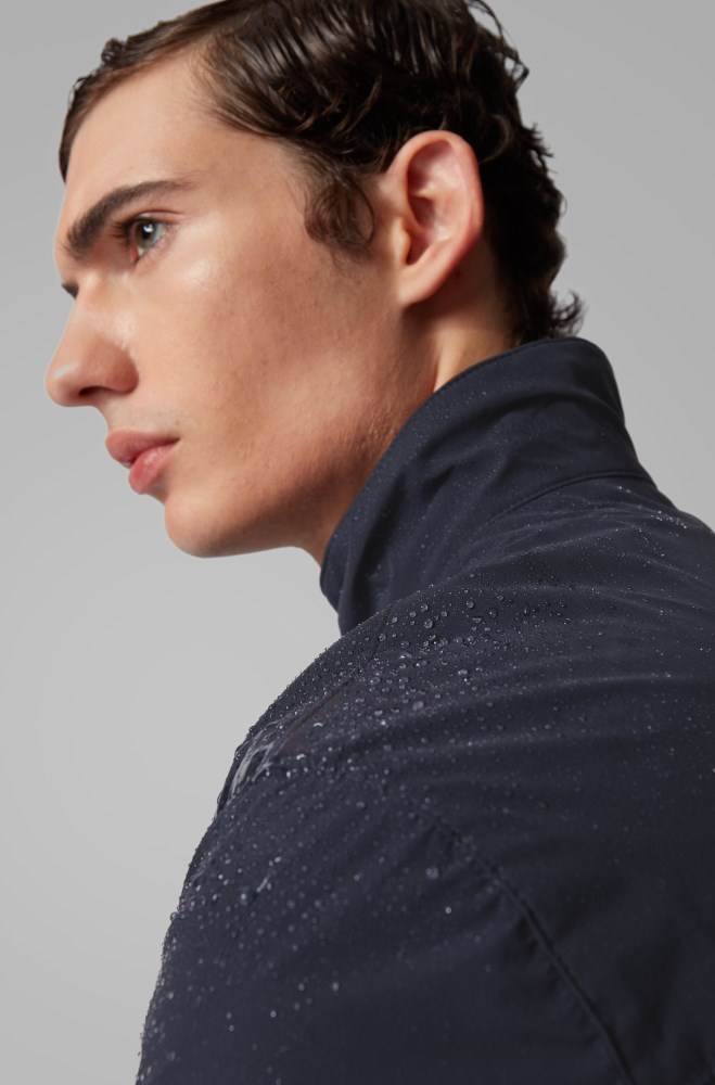 Hugo Boss Slim-fit water-repellent coat Mørke Blå | OxFvwL1M