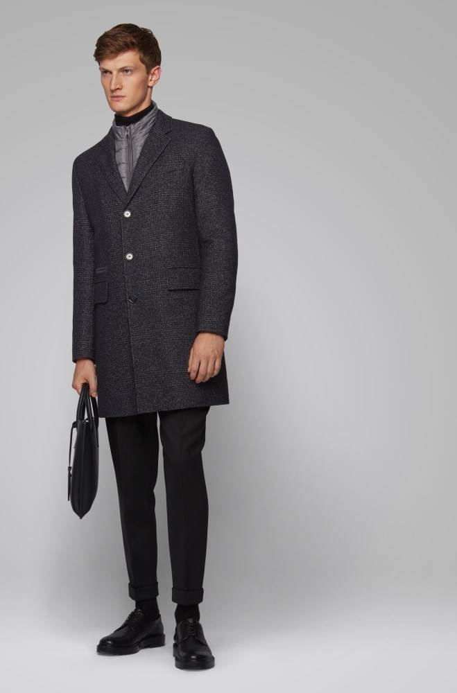 Hugo Boss Slim-fit wool-blend coat Mørke Grå | 1pVEaPVN