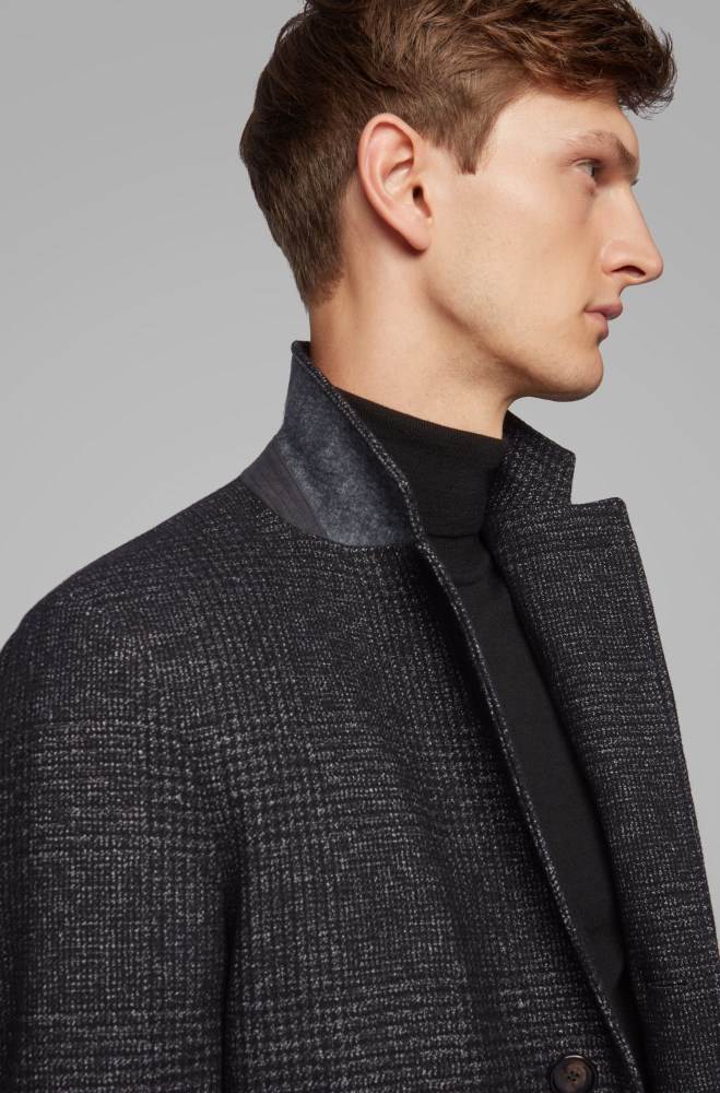 Hugo Boss Slim-fit wool-blend coat Mørke Grå | 1pVEaPVN