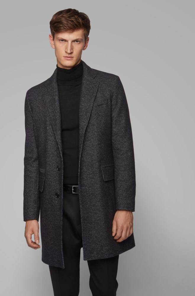 Hugo Boss Slim-fit wool-blend coat Mørke Grå | 1pVEaPVN