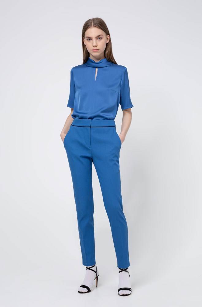 Hugo Boss Slim-leg cropped trousers Blå | a7sYXOm5