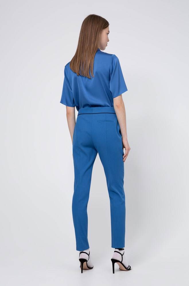 Hugo Boss Slim-leg cropped trousers Blå | a7sYXOm5