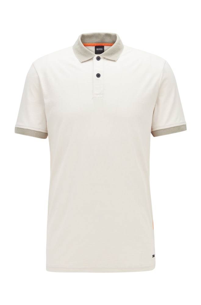 Hugo Boss Slub-cotton polo shirt Beige | 4pbZw0zR