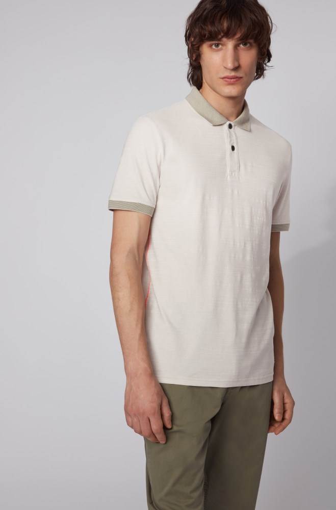 Hugo Boss Slub-cotton polo shirt Beige | 4pbZw0zR