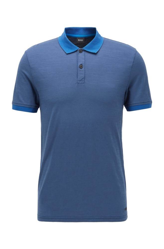 Hugo Boss Slub-cotton polo shirt Mørke Blå | KX5ICcyN