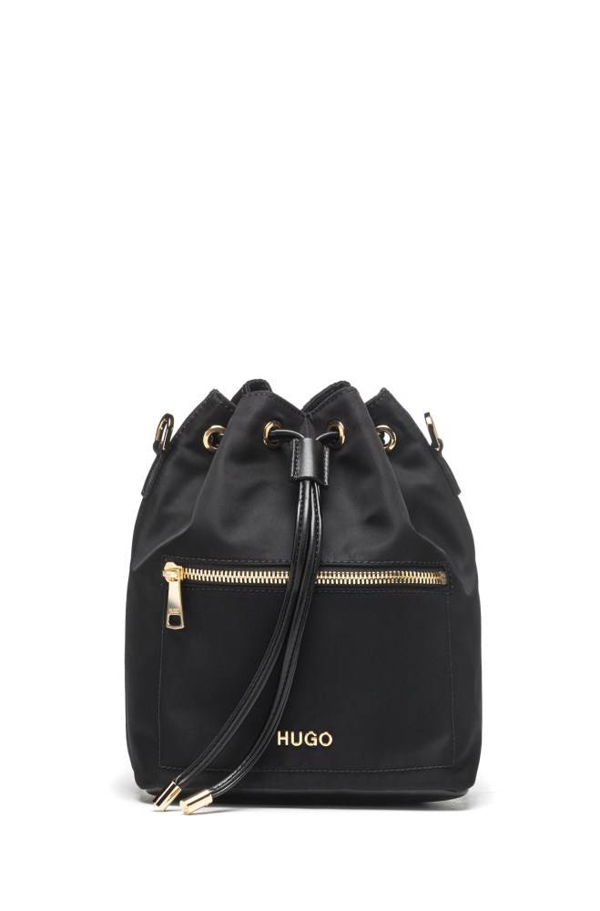 Hugo Boss Small nylon-gabardine bucket bag Svarte | beUQLrbA