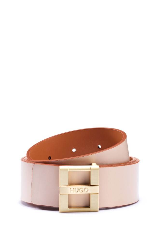 Hugo Boss Smooth-leather belt Lyse Beige | ssNpsNrr