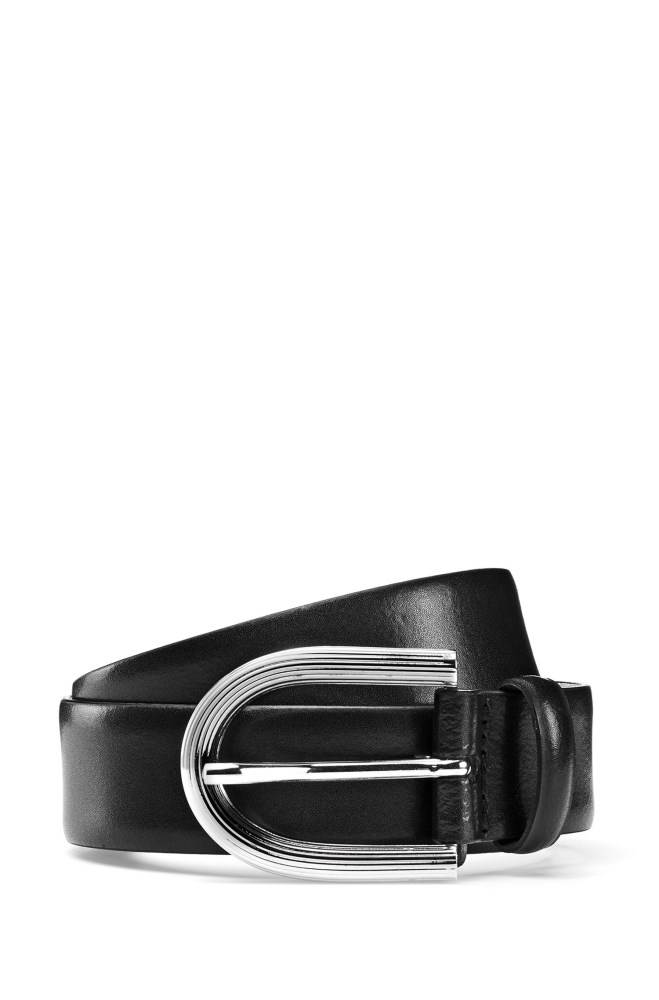 Hugo Boss Smooth-leather belt Svarte | UDD4JXgd