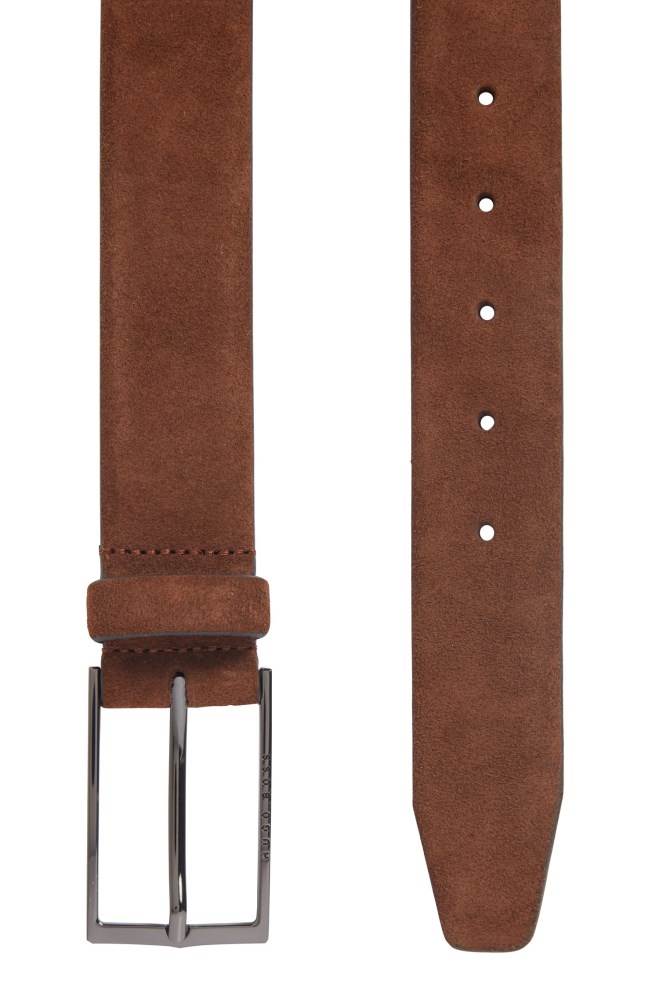 Hugo Boss Soft suede leather belt Brune | OJzQThO7