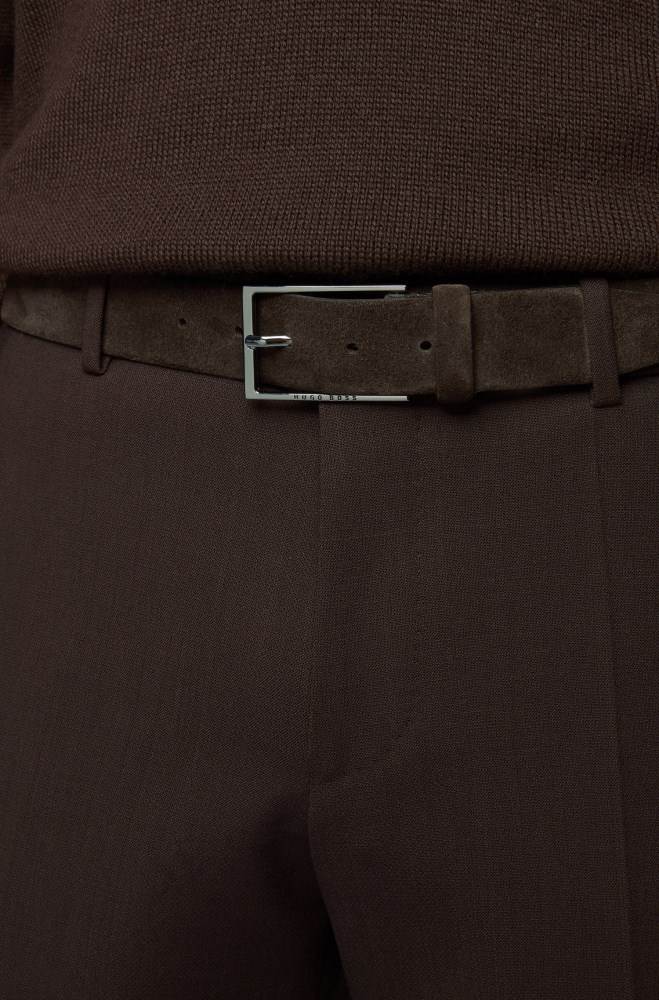 Hugo Boss Soft suede leather belt Mørke Brune | vjHEex41