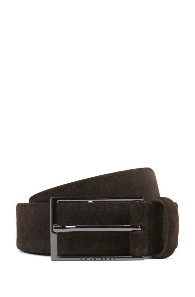 Hugo Boss Soft suede leather belt Mørke Brune | vjHEex41