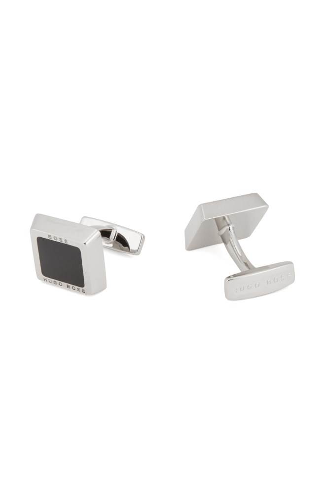 Hugo Boss Square logo-engraved cufflinks Svarte | nzpBNUym