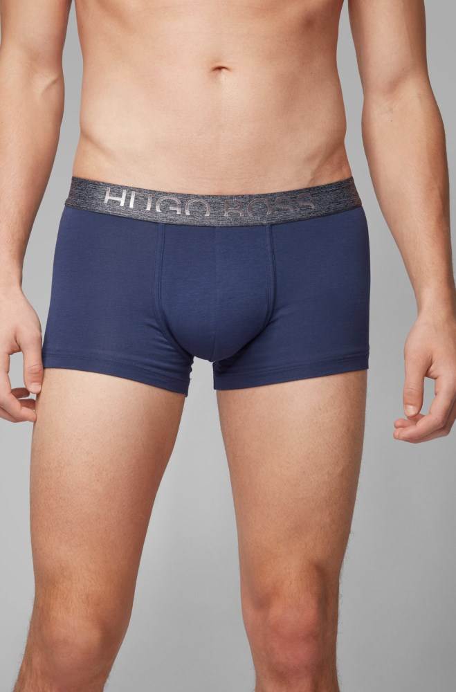 Hugo Boss Straight-cut jersey trunks Mørke Blå | JpSBF5SA