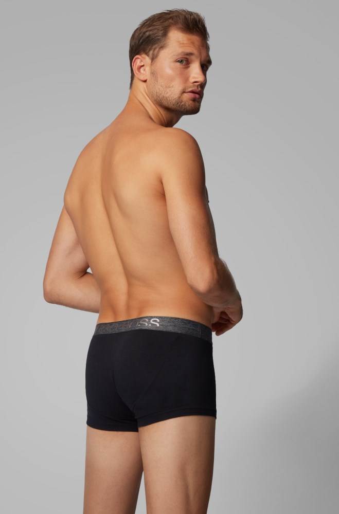 Hugo Boss Straight-cut jersey trunks Svarte | iYk7pW5b