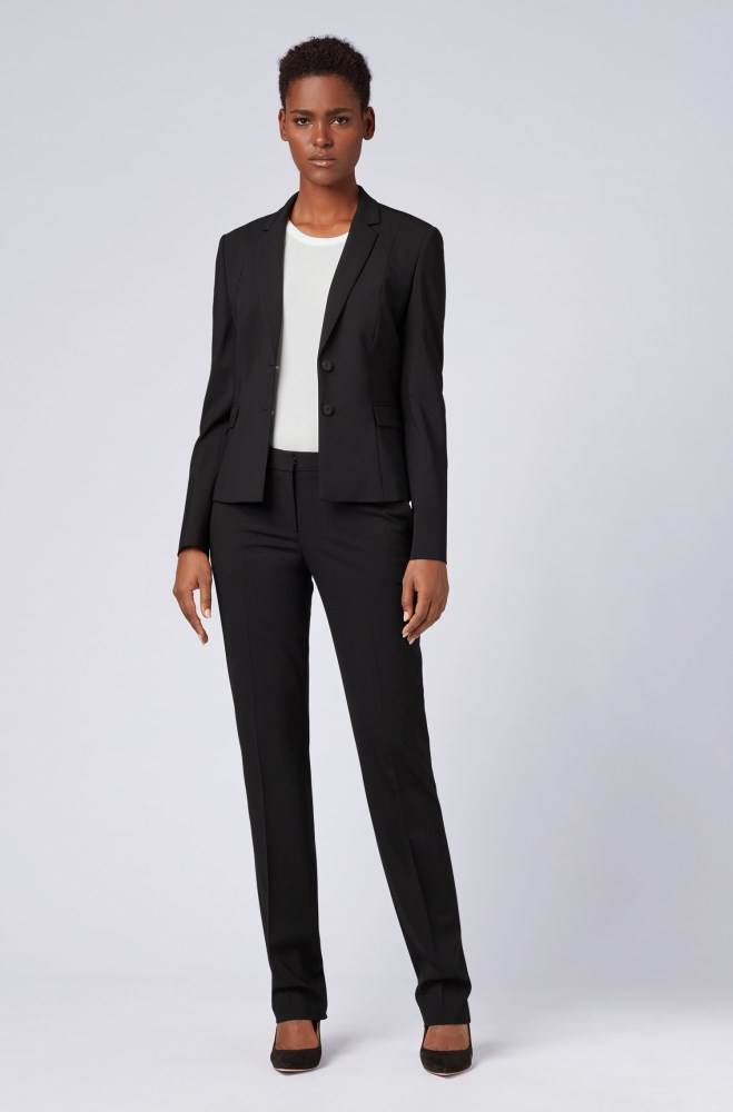 Hugo Boss Straight-leg business trousers Svarte | 2ig1fN76