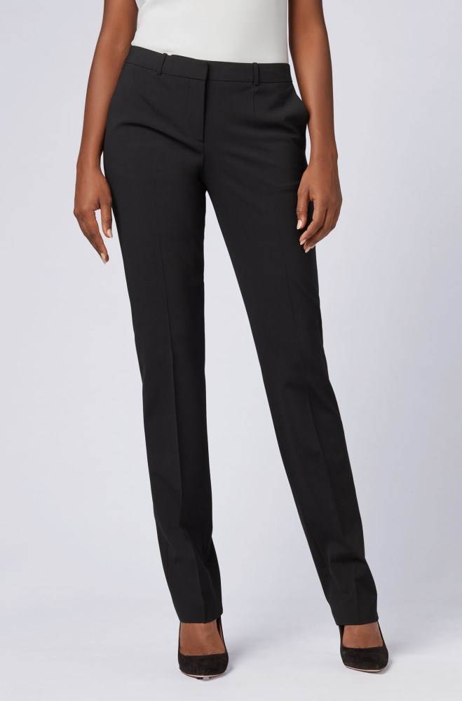 Hugo Boss Straight-leg business trousers Svarte | 2ig1fN76