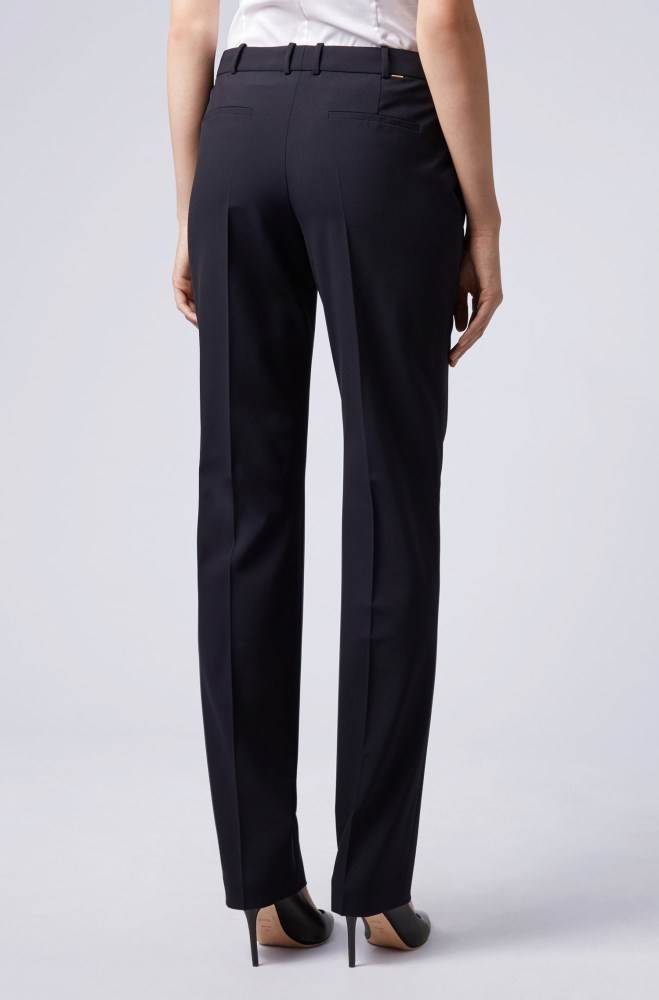 Hugo Boss Straight-leg business trousers Mørke Blå | 3YGr9ST5