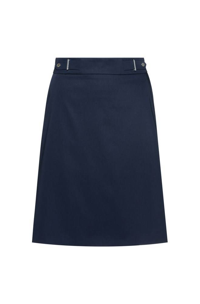 Hugo Boss Stretch-cotton A-line skirt Mørke Blå | MaACwyK9