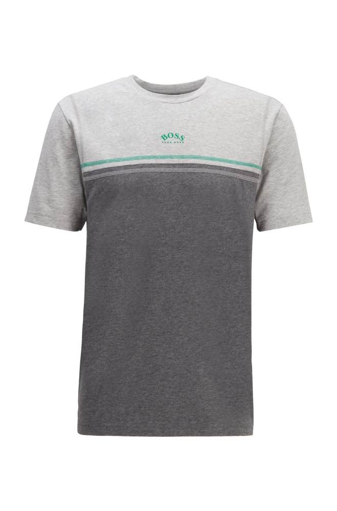 Hugo Boss Stretch-cotton T-shirt Grå | 7KTSWebh