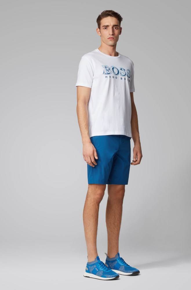 Hugo Boss Stretch-cotton T-shirt Hvite | JhDb6wDG