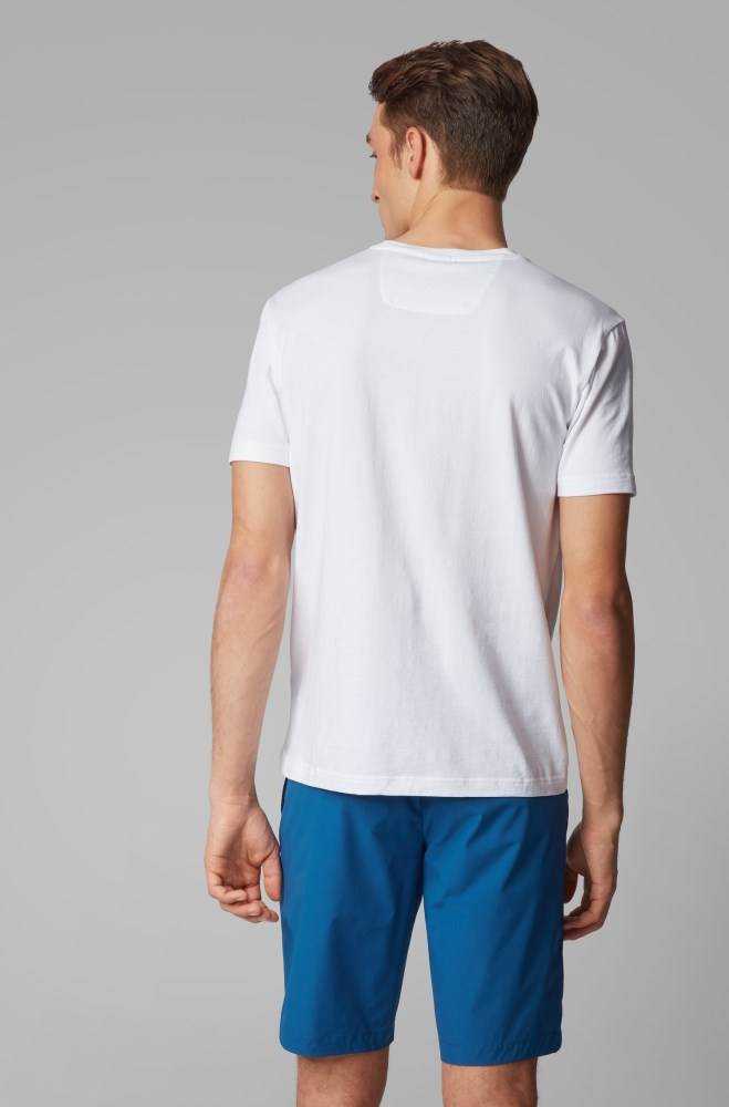 Hugo Boss Stretch-cotton T-shirt Hvite | JhDb6wDG