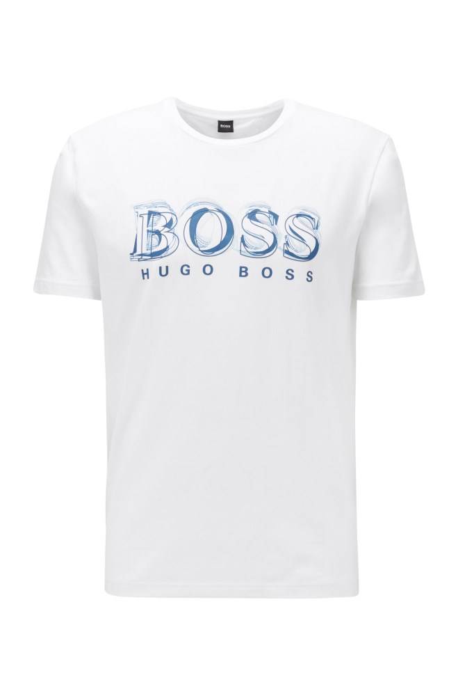 Hugo Boss Stretch-cotton T-shirt Hvite | JhDb6wDG