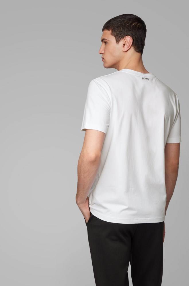 Hugo Boss Stretch-cotton T-shirt Hvite | O4Rxu59O