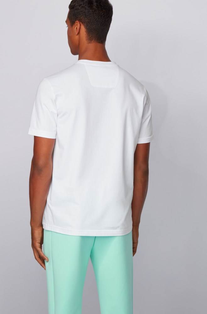 Hugo Boss Stretch-cotton T-shirt Hvite | Wj2CjQ4u