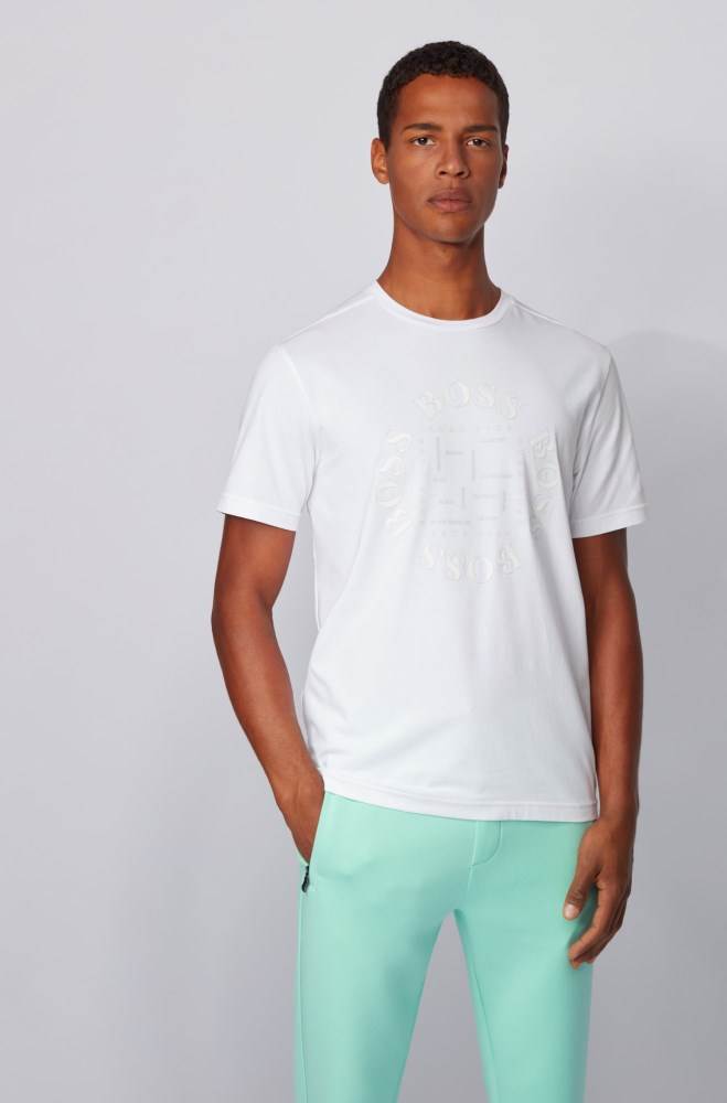 Hugo Boss Stretch-cotton T-shirt Hvite | Wj2CjQ4u