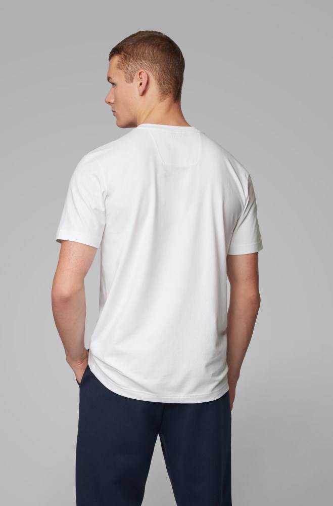 Hugo Boss Stretch-cotton T-shirt Hvite | iHlQZXl0