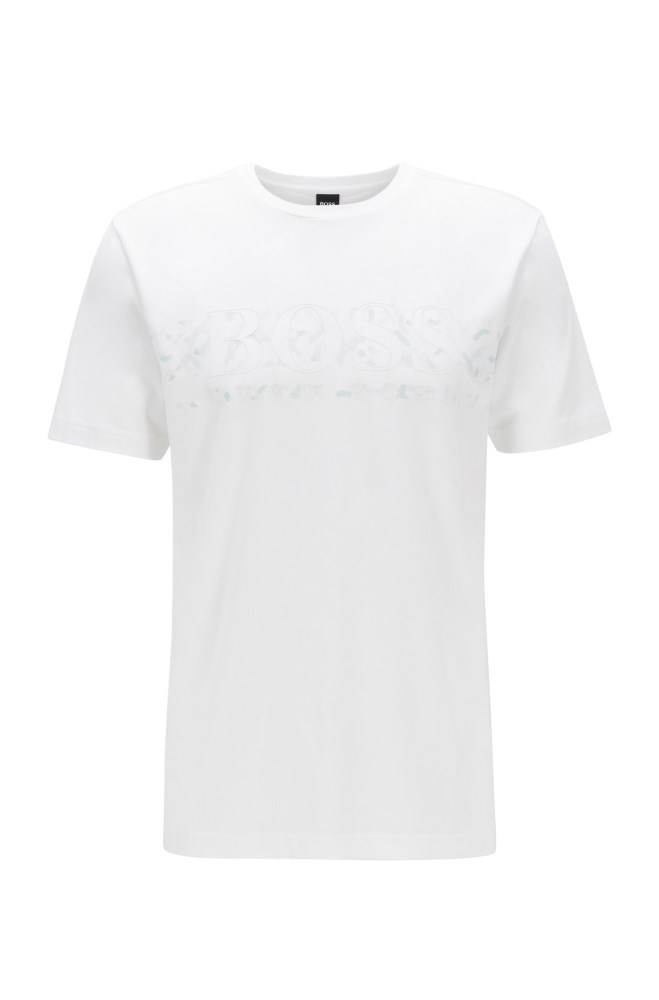 Hugo Boss Stretch-cotton T-shirt Hvite | iHlQZXl0