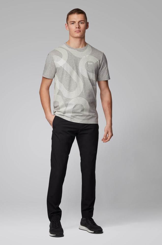 Hugo Boss Stretch-cotton T-shirt Lyse Grå | gPnofYgi