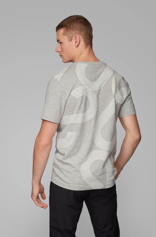 Hugo Boss Stretch-cotton T-shirt Lyse Grå | gPnofYgi