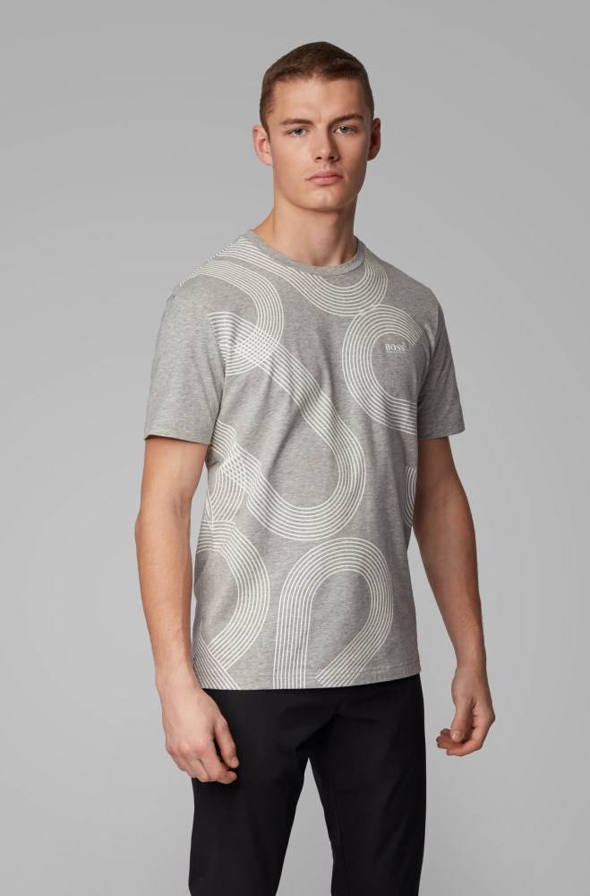 Hugo Boss Stretch-cotton T-shirt Lyse Grå | gPnofYgi