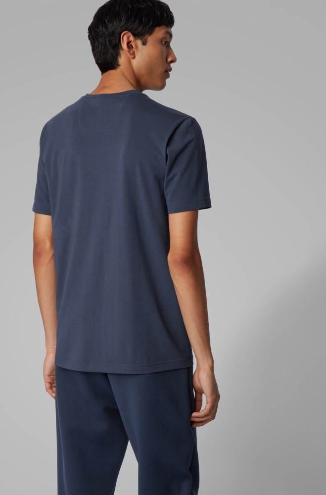 Hugo Boss Stretch-cotton T-shirt Mørke Blå | JROwhF16