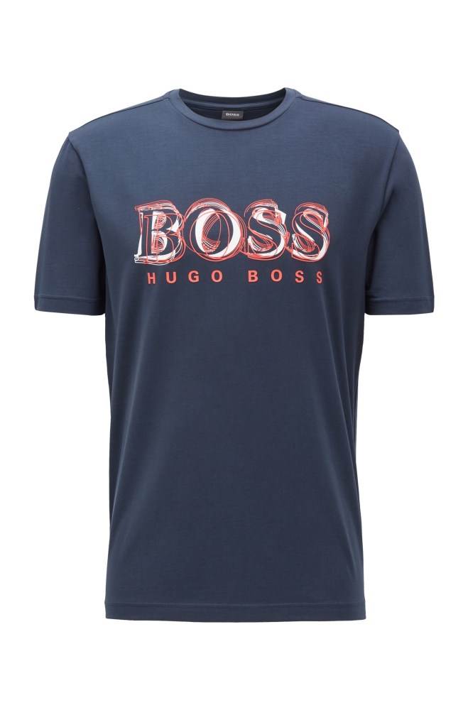 Hugo Boss Stretch-cotton T-shirt Mørke Blå | JROwhF16