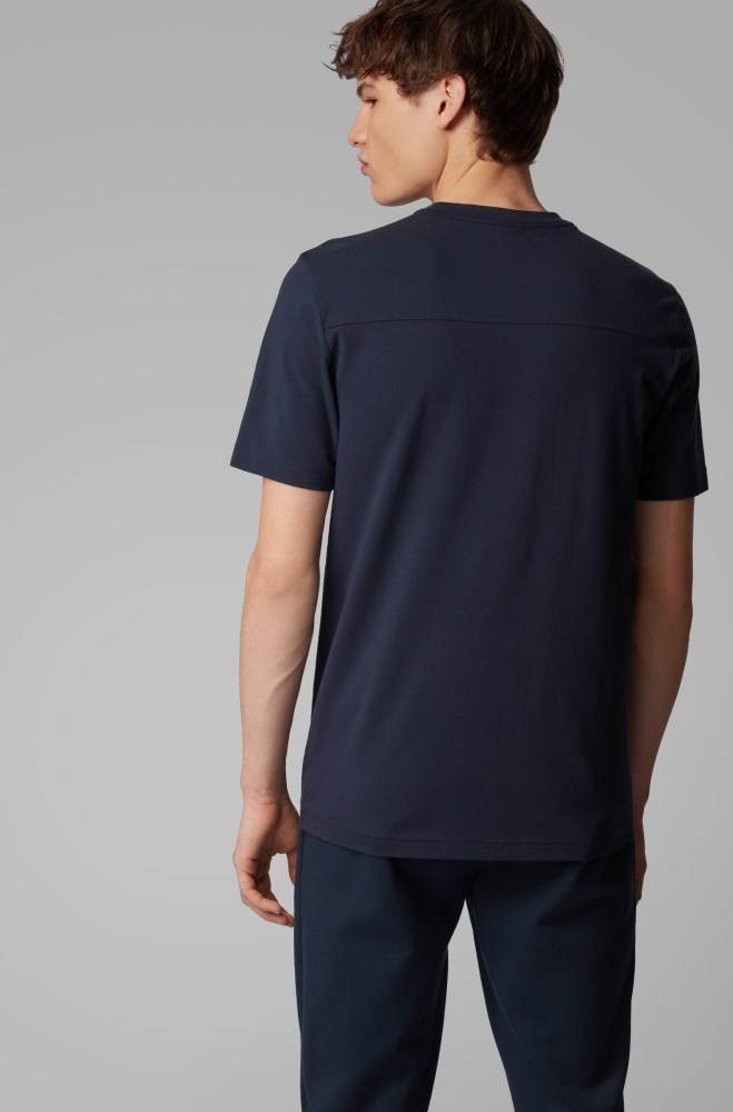 Hugo Boss Stretch-cotton T-shirt Mørke Blå | bOzhcUMB