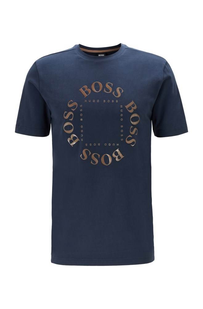 Hugo Boss Stretch-cotton T-shirt Mørke Blå | bOzhcUMB