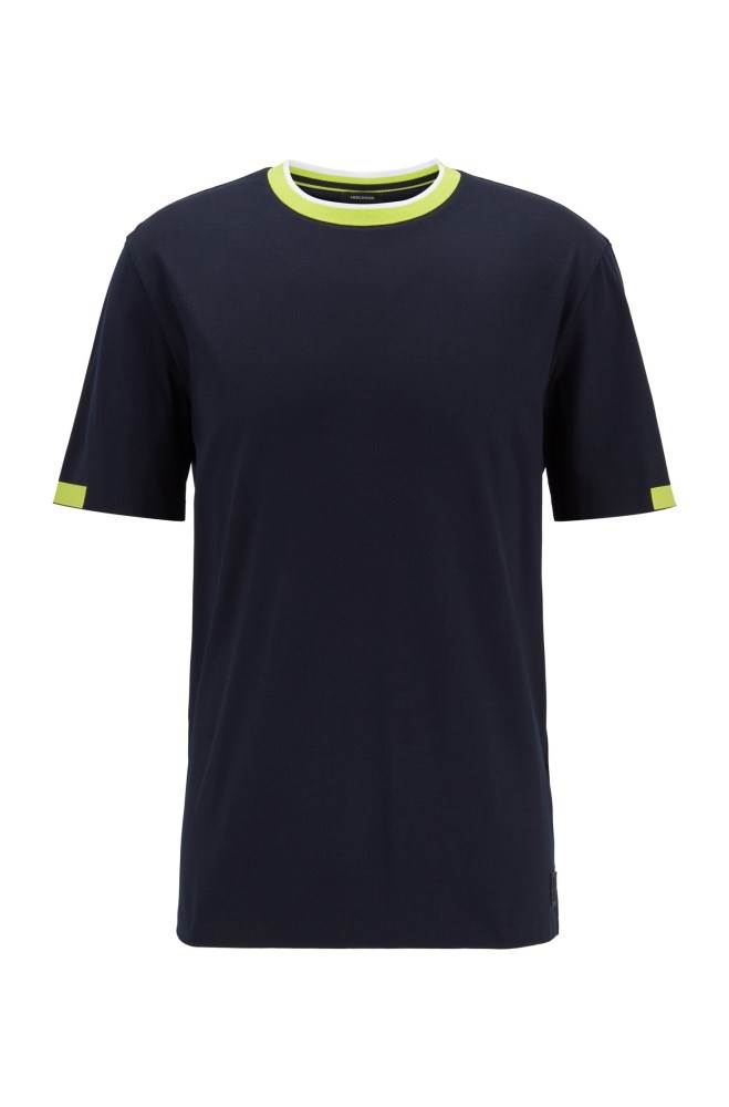 Hugo Boss Stretch-cotton T-shirt Mørke Blå | zHDf2pWK