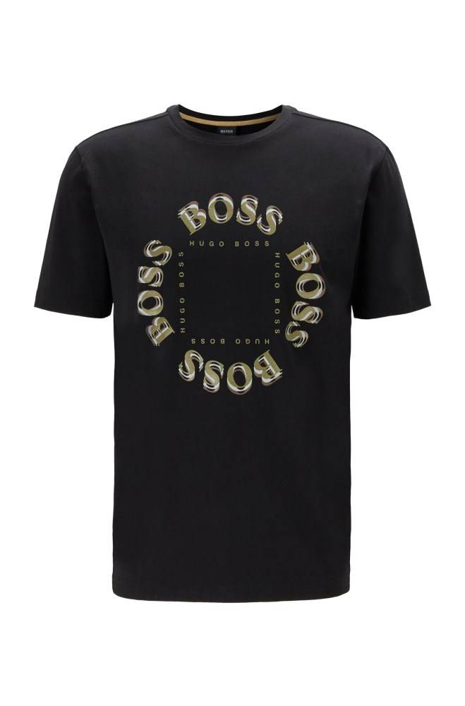 Hugo Boss Stretch-cotton T-shirt Svarte | 4rCIK5BD