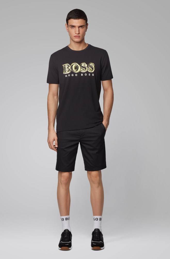 Hugo Boss Stretch-cotton T-shirt Svarte | PgJwWWiw